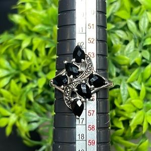 Cocktail Vintage S.T.S Karis gem statement silver tone  ring
